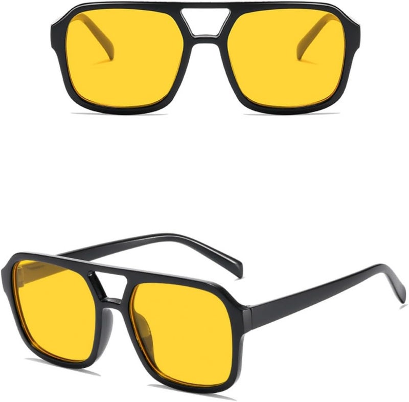 IKUVNA Retro 70s Square Aviator Sunglasses Women Men Vintage Rectangle Sunglasses Flat Frame Trendy Shades - Image 3
